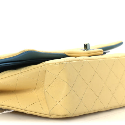 Chanel Lambskin Quilted Medium Double Flap Yellow Blue