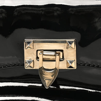 Valentino Garavani Patent Rockstud Flip Lock Flap Black