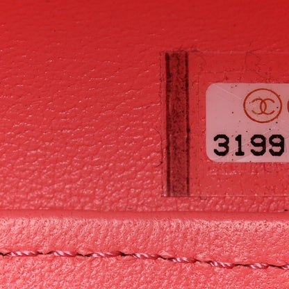 Chanel Lambskin Quilted CC Bubble Vanity Case With Chain Pink