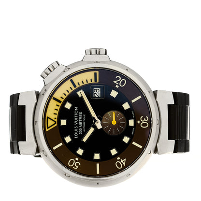 Louis Vuitton Stainless Steel Rubber 44mm Tambour Street Diver Automatic Watch Black