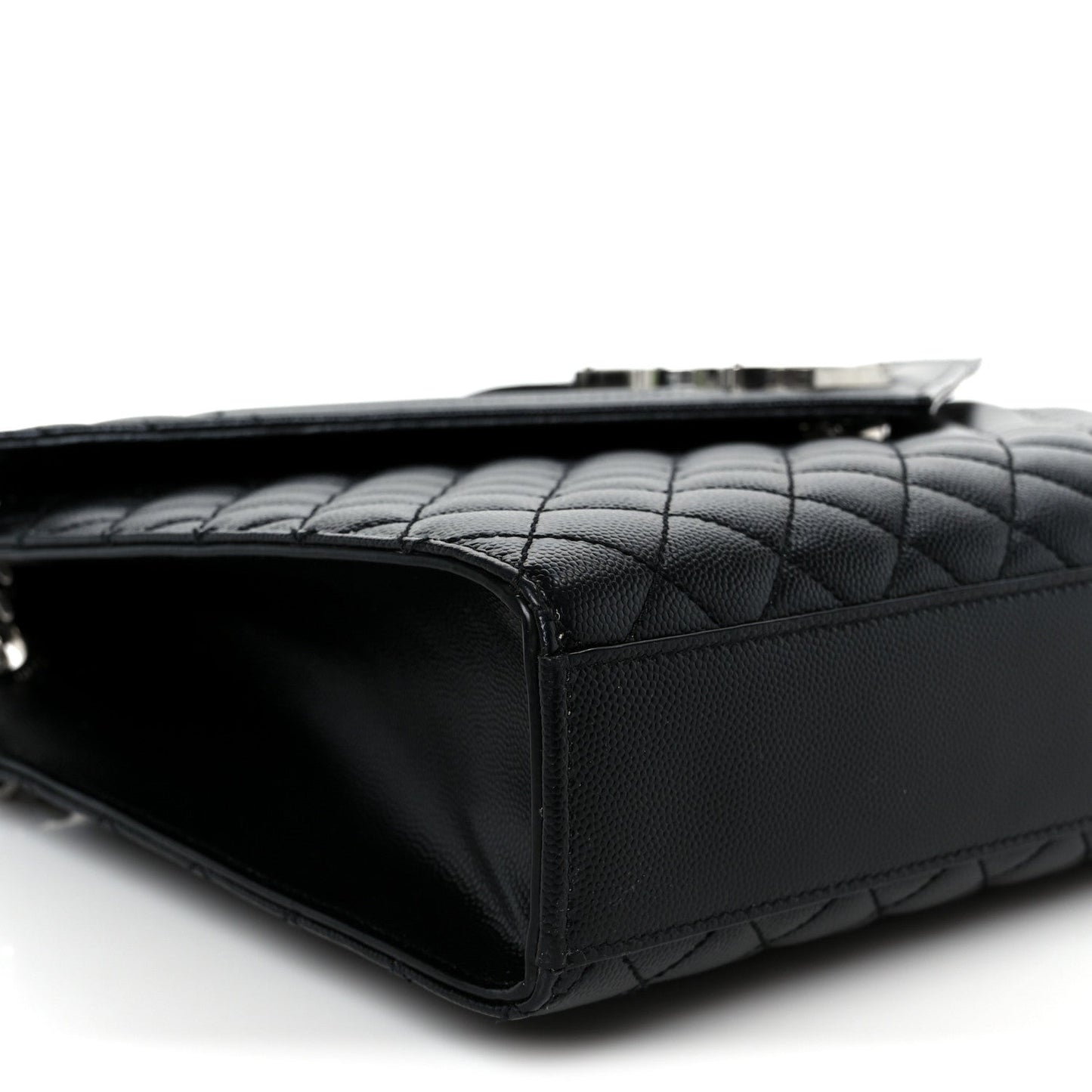 Saint Laurent Grain De Poudre Textured Mixed Matelasse Large Triquilt Monogram Satchel Black