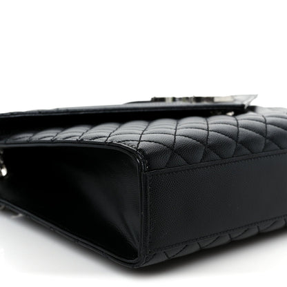Saint Laurent Grain De Poudre Textured Mixed Matelasse Large Triquilt Monogram Satchel Black