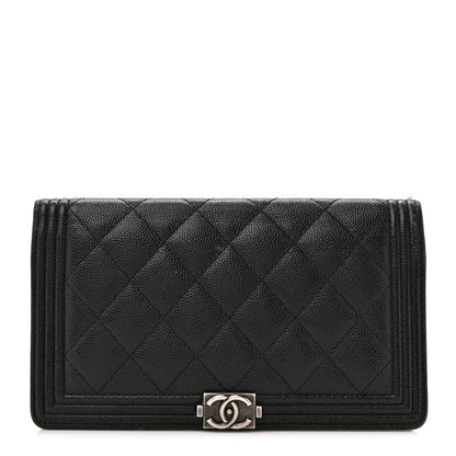 Chanel Caviar Quilted Boy Yen Wallet Black