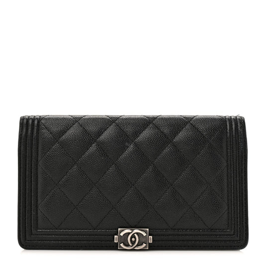 Chanel Caviar Quilted Boy Yen Wallet Black