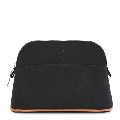 Hermes Cotton Canvas Mini Bolide Travel Cosmetic Pouch Black