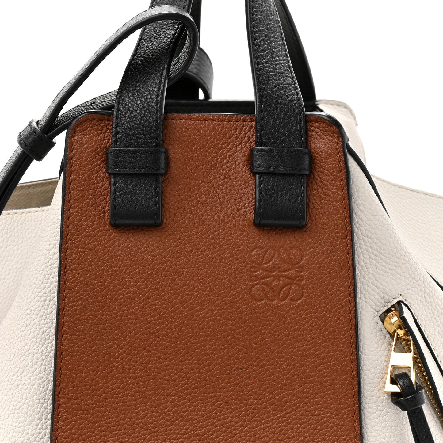 Loewe Calfskin Small Hammock Shoulder Bag Tan Ivory Black