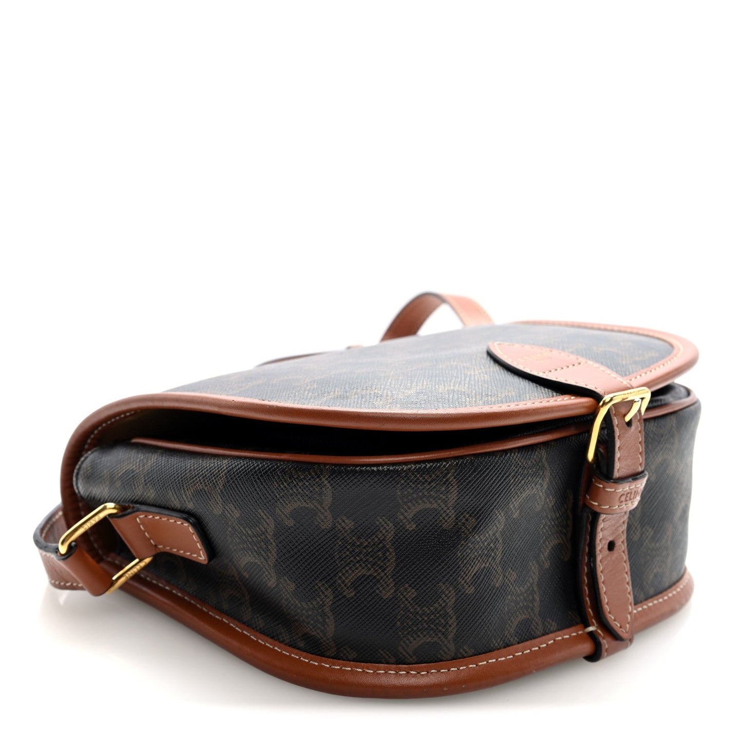 Celine Triomphe Canvas Medium Folco Bag Tan