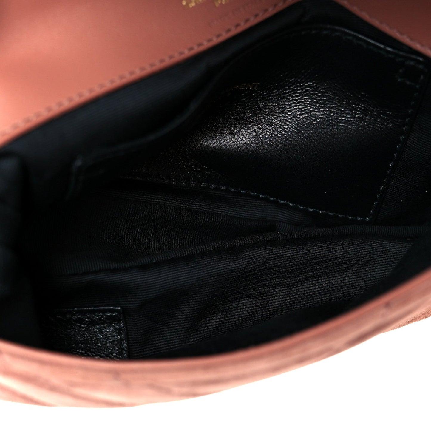 Saint Laurent Suede Matelasse Chevron Monogram Mini College Bag Barely Pink