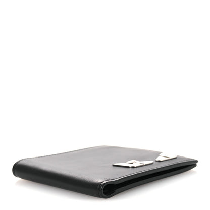 Fendi Calfskin Metal Monster Eyes Bi-fold Wallet Black