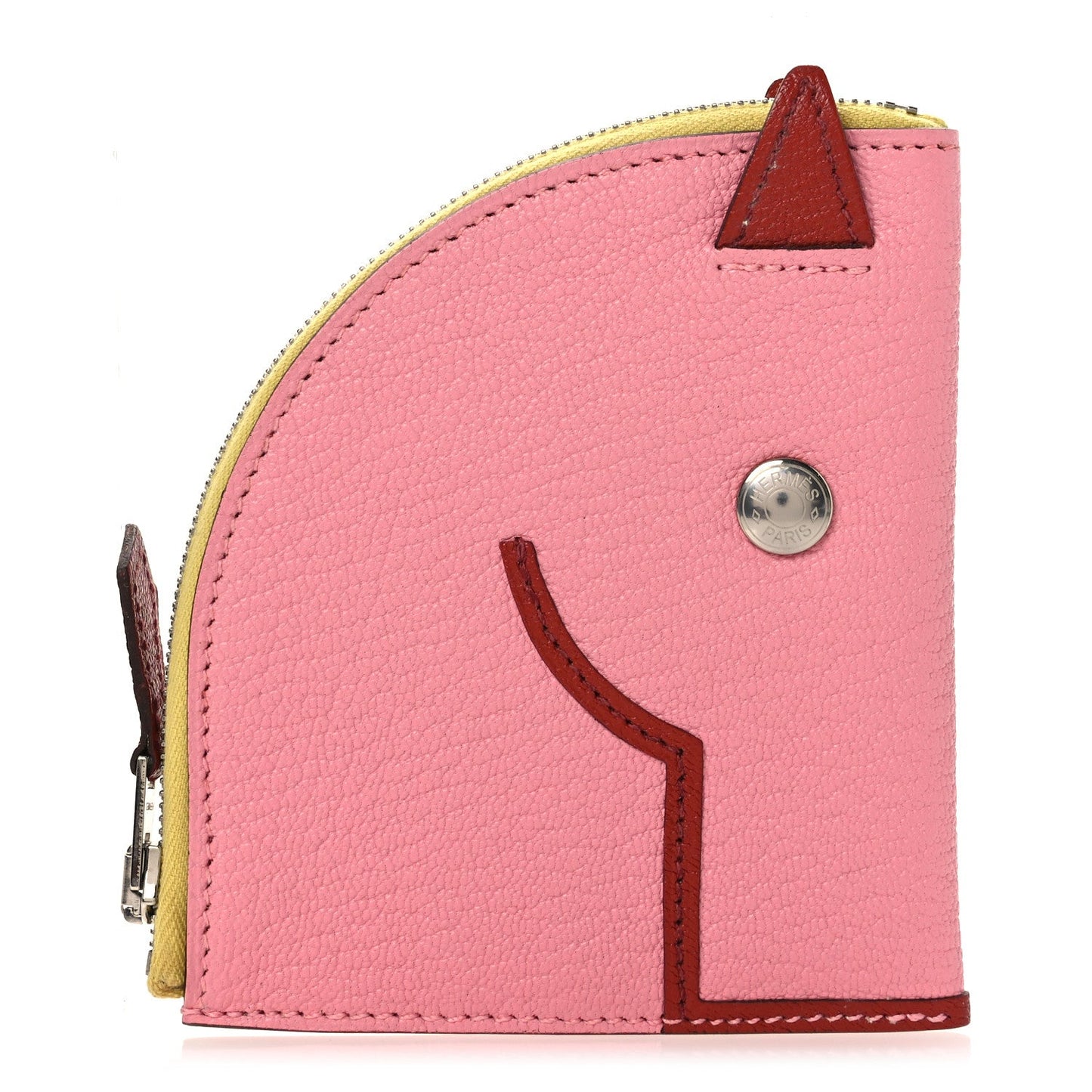 Hermes Chevre Mysore Paddock Change Purse Rose Confetti Brique