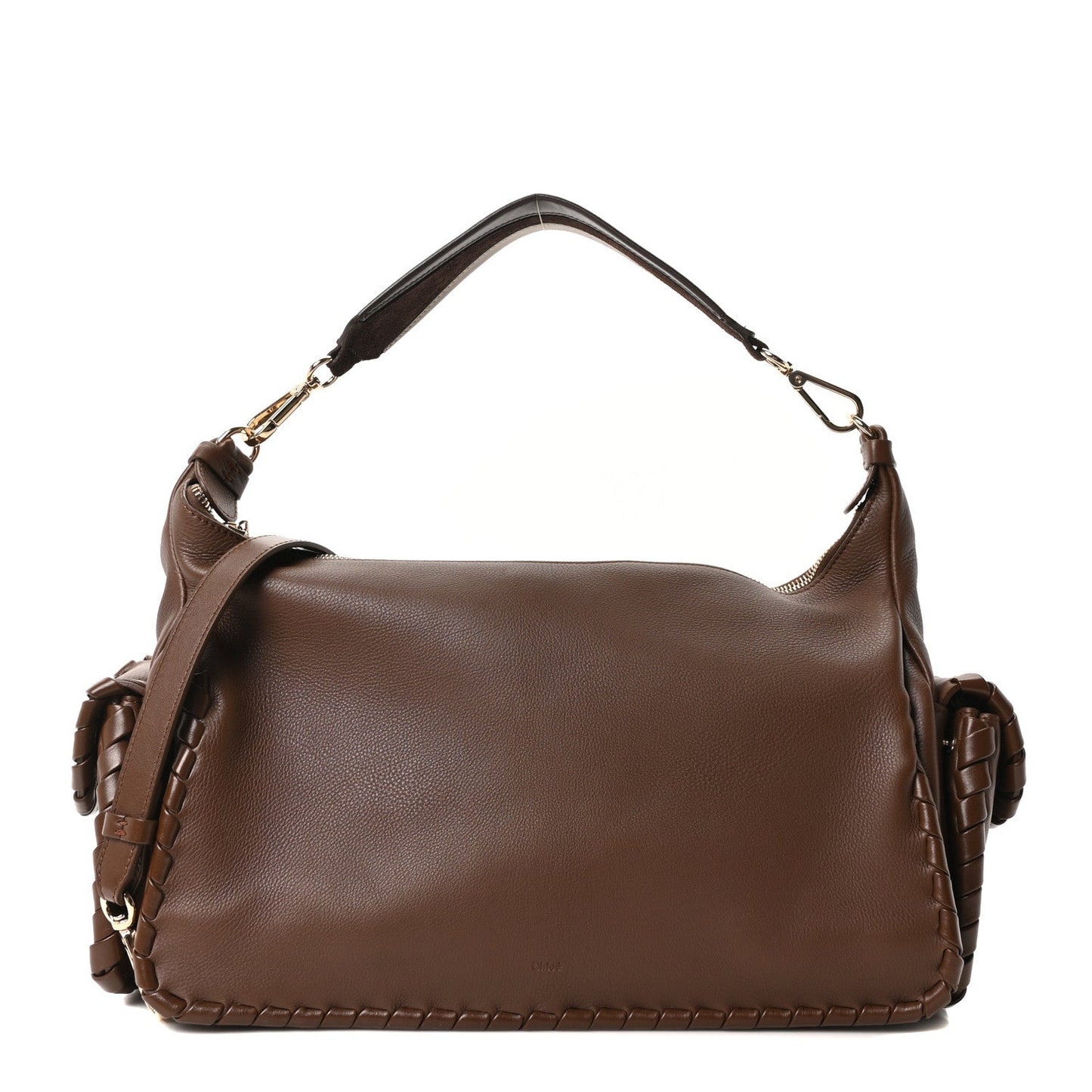 Chloe Grained Calfskin Nahir Shoulder Bag Nut