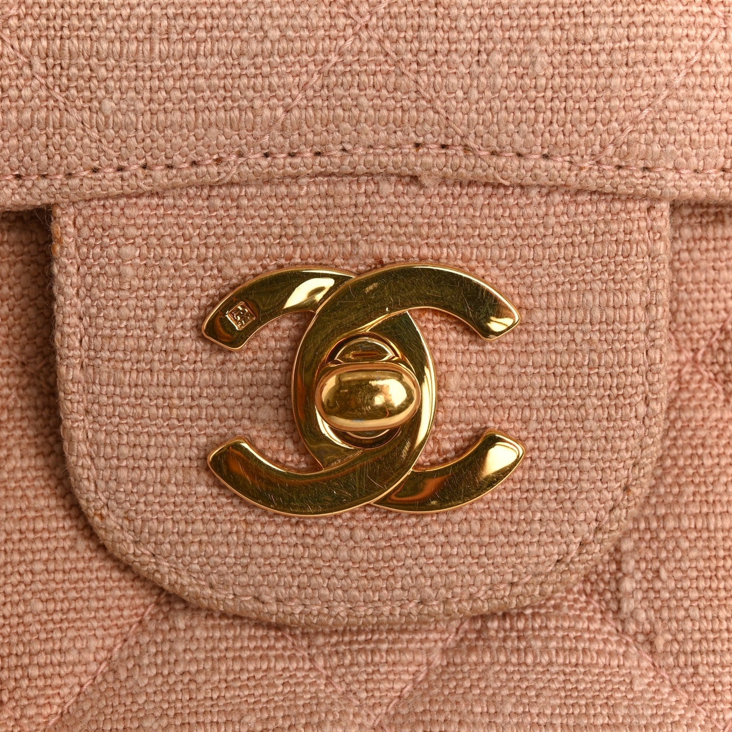 Chanel Canvas Quilted Small Double Flap Light Pink