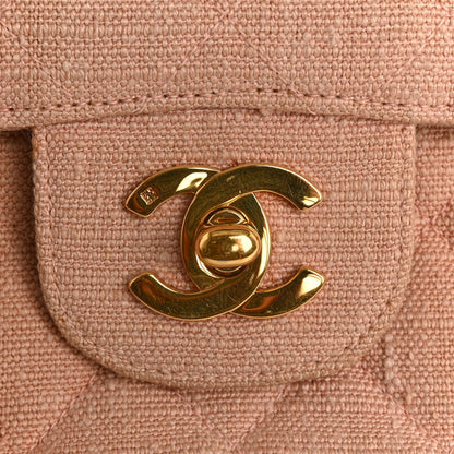 Chanel Canvas Quilted Small Double Flap Light Pink
