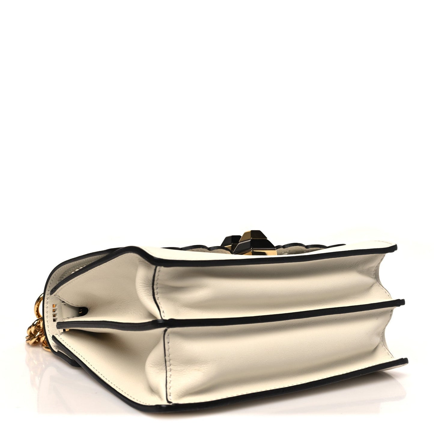 Fendi Vitello Grace Openwork Small Kan I Shoulder Bag White Ice