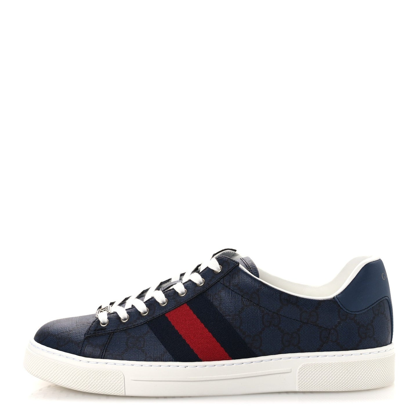 Gucci GG Supreme Monogram Web Mens New Ace Sneakers 8.5 Dark Blue