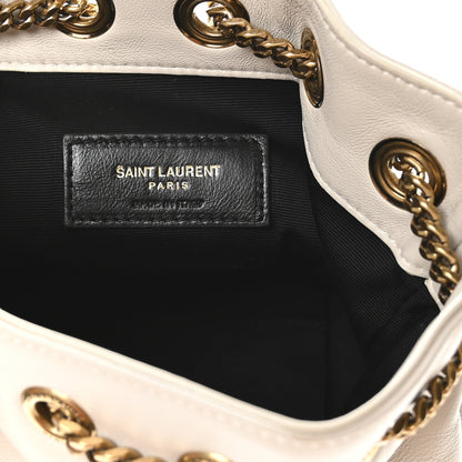 Saint Laurent Lambskin Matelasse Monogram Joe Nano Bucket Bag Crema Soft