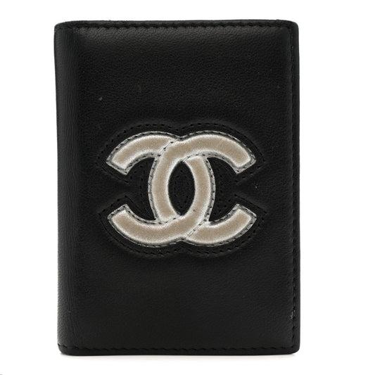 Chanel Calfskin Card Holder Black Silver