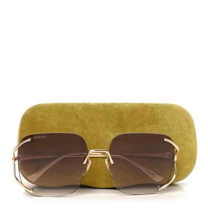 Gucci Metal Oversized Sunglasses GG0646S Gold Brown