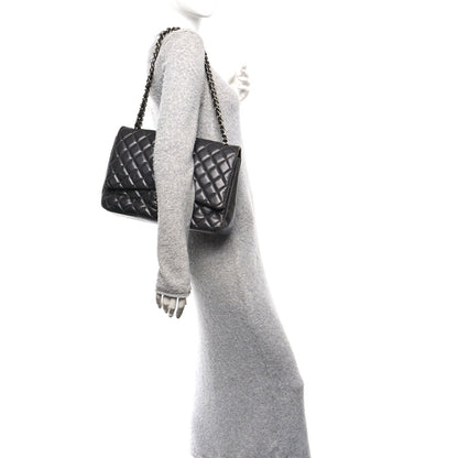 Chanel Lambskin Quilted Maxi Double Flap Dark Grey