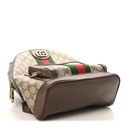 Gucci GG Supreme Monogram Calfskin Web Small Ophidia Day Backpack Beige Ebony New Acero