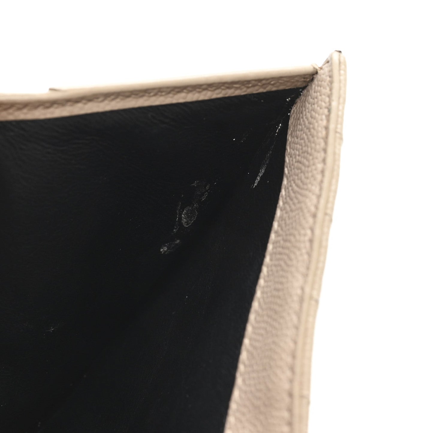 Saint Laurent Grain De Poudre Matelasse Chevron Monogram Zipped Card Case Dark Beige