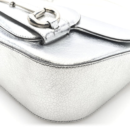 Gucci Metallic Demetra Small Horsebit 1955 Asymmetric Shoulder Bag Silver