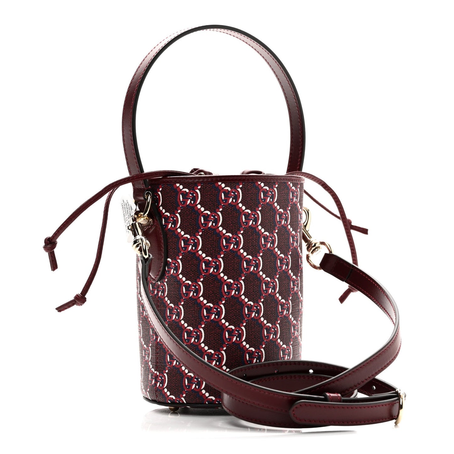 Gucci GG Shadow Monogram Mini Bucket Bag Rosso Ancora Red