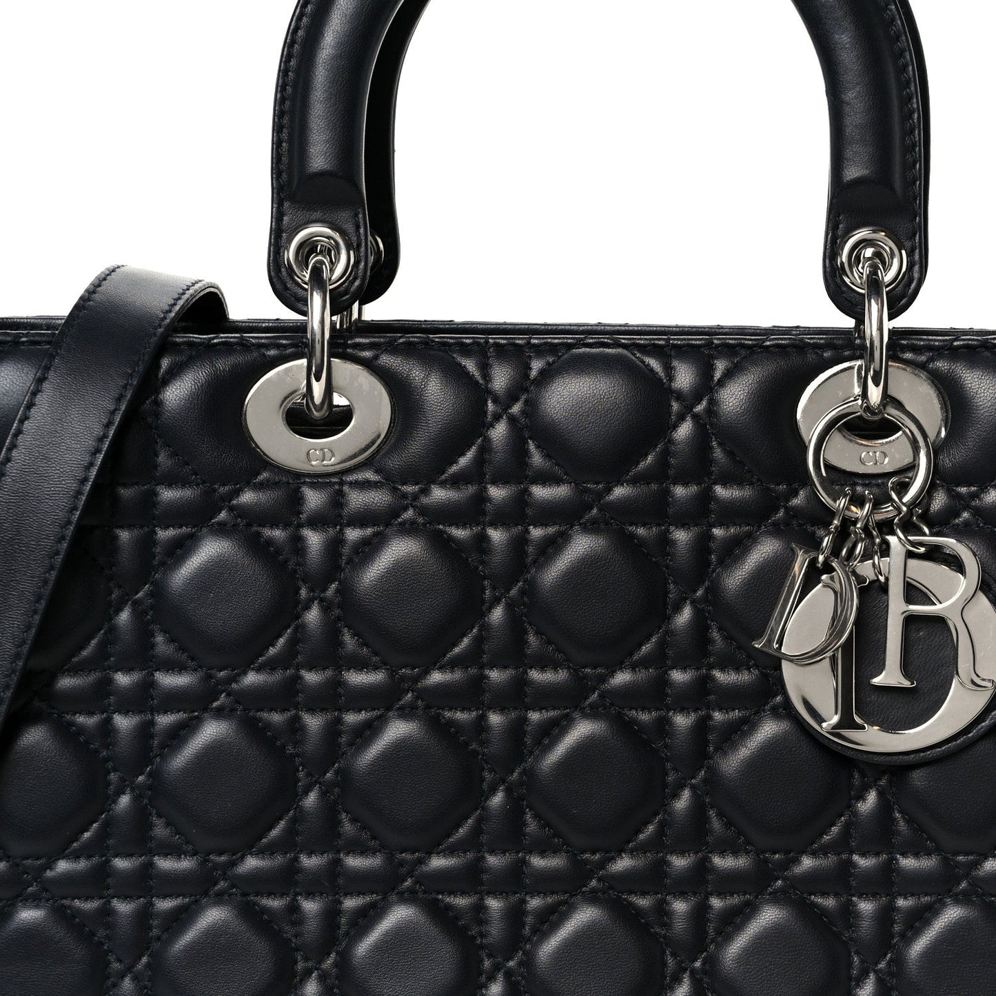 Christian Dior Lambskin Cannage Large Lady Dior Navy Blue