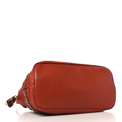Chloe Calfskin Kira Convertible Bowler Bag Brick Red