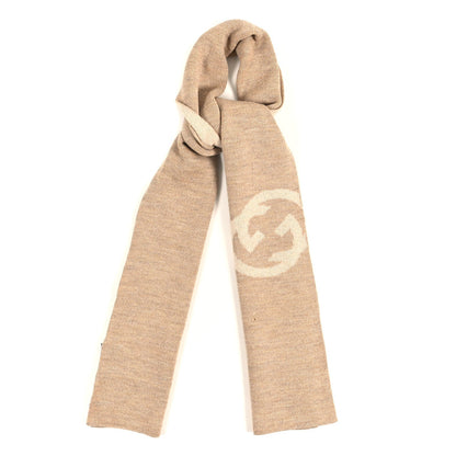 Gucci Wool Interlocking G Scarf Beige