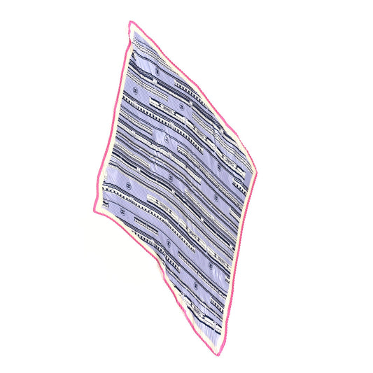 Chanel Silk Pleated CC Square Scarf Pink White Purple