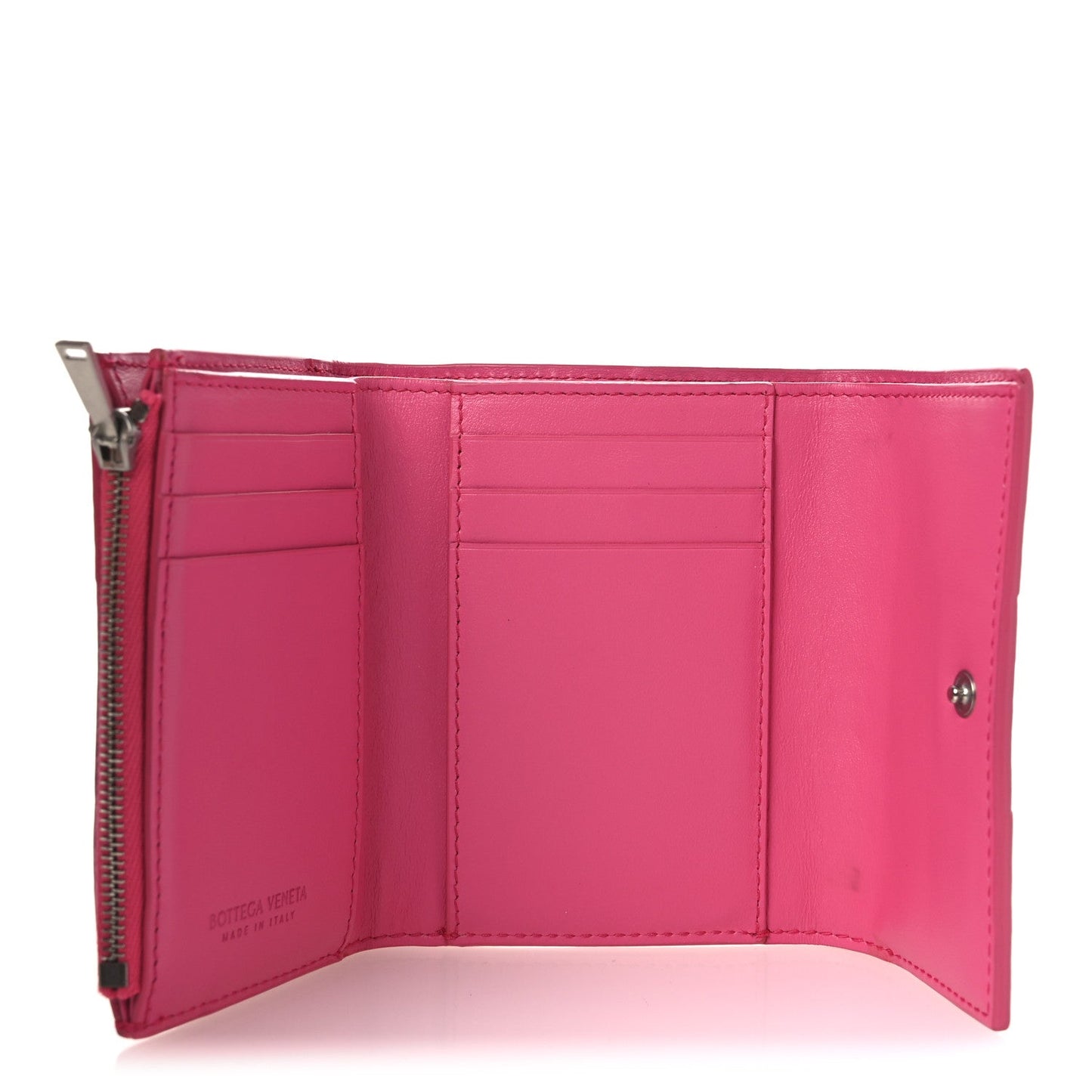 Bottega Veneta Nappa Calfskin Maxi Intrecciato Cassette Tri-Fold Wallet Cranberry