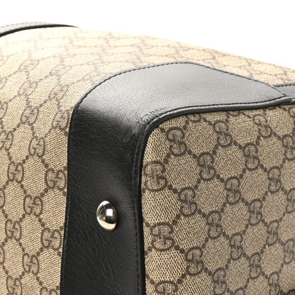 Gucci GG Supreme Monogram Selleria Calfskin Large Duffle Beige Ebony Black