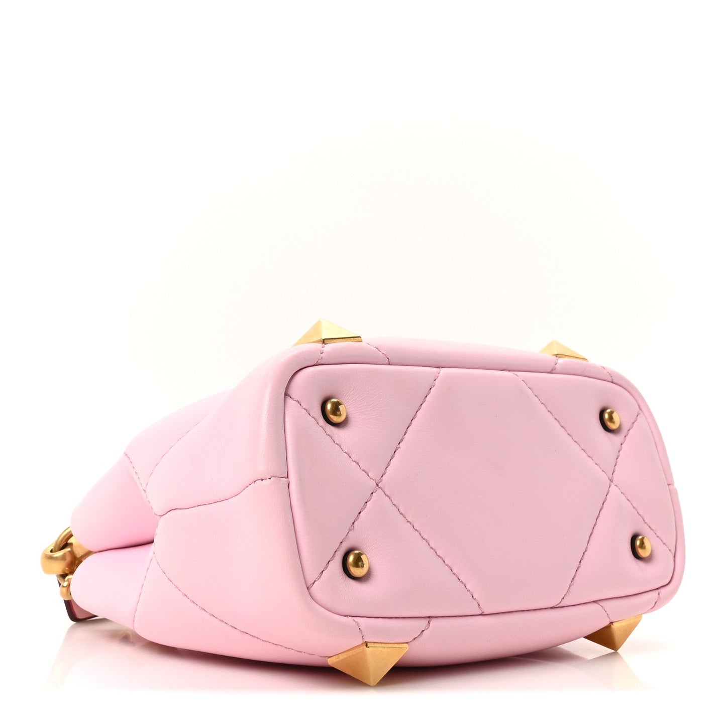 Valentino Garavani Nappa Mini Roman Stud The Handle Bag Pink Borealis