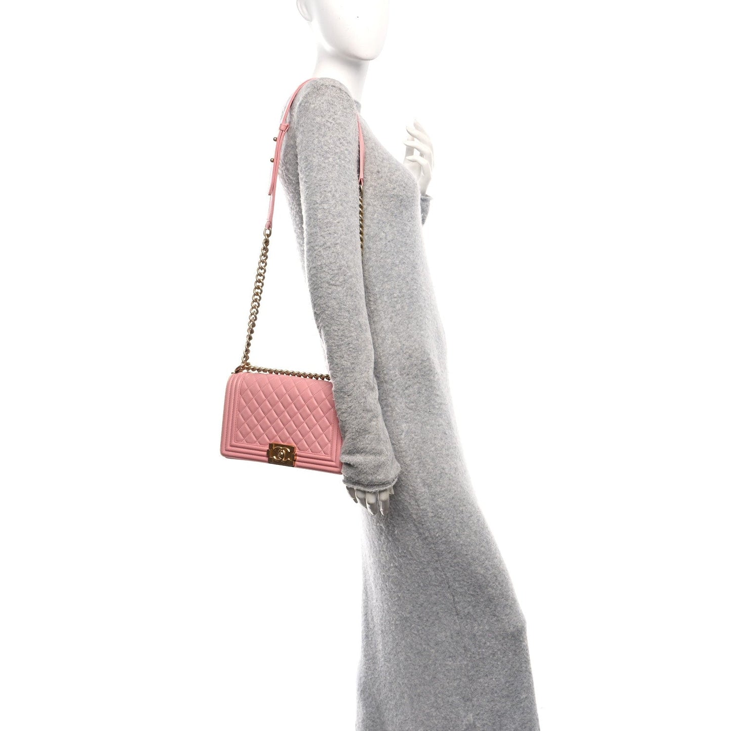 Chanel Lambskin Quilted Medium Boy Flap Light Pink