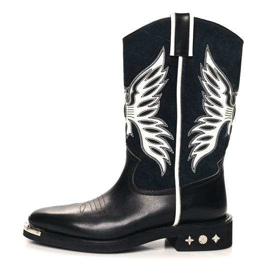 Louis Vuitton Calfskin Canyon Mens Cowboy Boots 9 Black