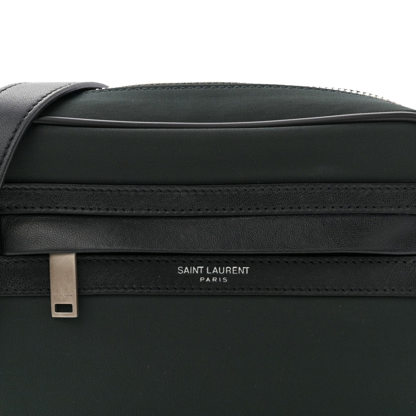 Saint Laurent Lambskin Nylon Small Camp Camera Bag Dark Green