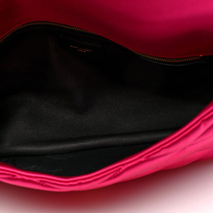 Saint Laurent Satin Quilted Sade Puffer Envelope Clutch Bubblegum