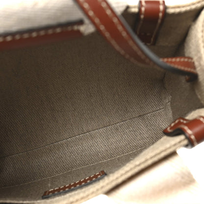 Chloe Cotton Calfskin Mini Woody Ribbon Tote With Strap White Brown