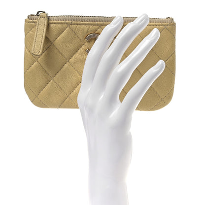Chanel Caviar Quilted Studded CC Small Pouch Yellow