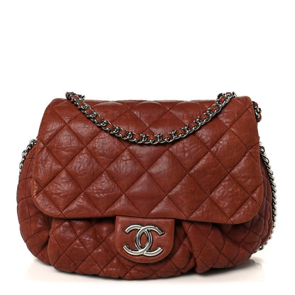 Chanel Washed Lambskin Quilted Medium Chain Around Messenger Brown