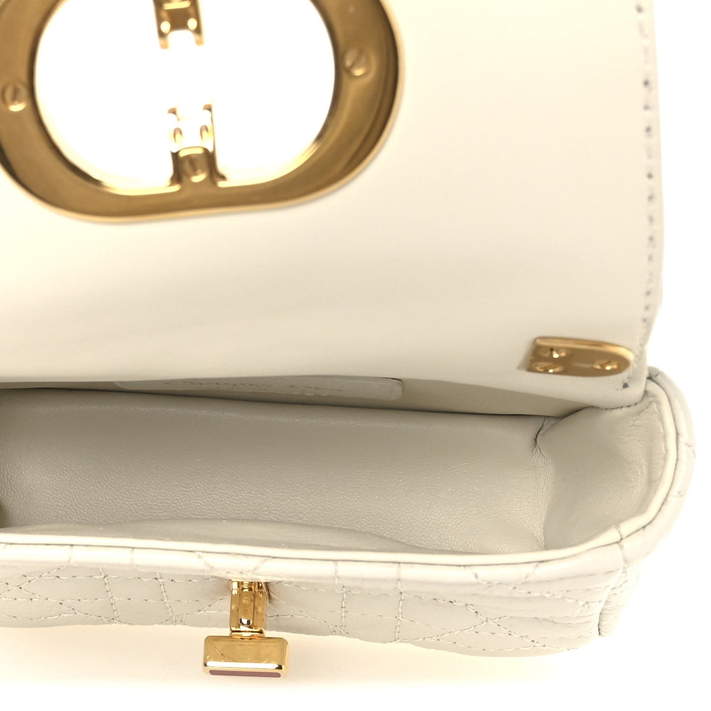 Christian Dior Calfskin Heart Cannage Dioramour Micro Bag Latte