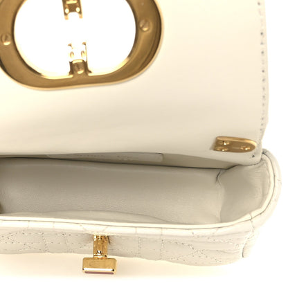 Christian Dior Calfskin Heart Cannage Dioramour Micro Bag Latte