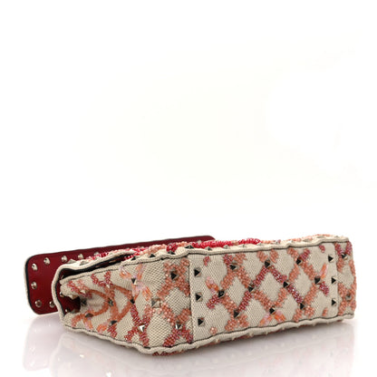 Valentino Garavani Canvas Beaded Small Rockstud Spike Shoulder Bag Multicolor