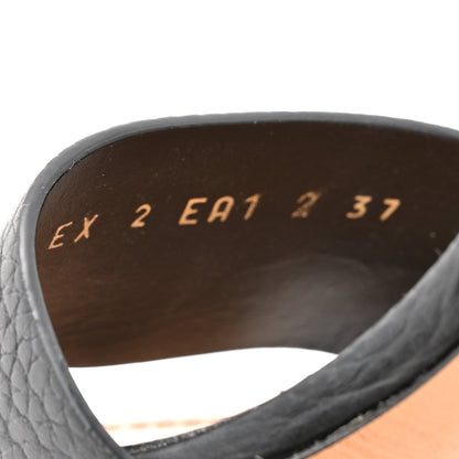 Valentino Garavani Grained Calfskin Roman Stud Ankle Strap 75mm Sandals 37 Black