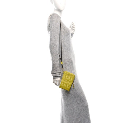 Christian Dior Supple Calfskin Cannage Caro Multifunctional Pouch Lime