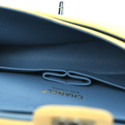 Chanel Lambskin Quilted Medium Double Flap Yellow Blue