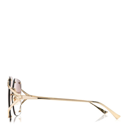 Gucci Metal Oversized Sunglasses GG0646S Gold Brown