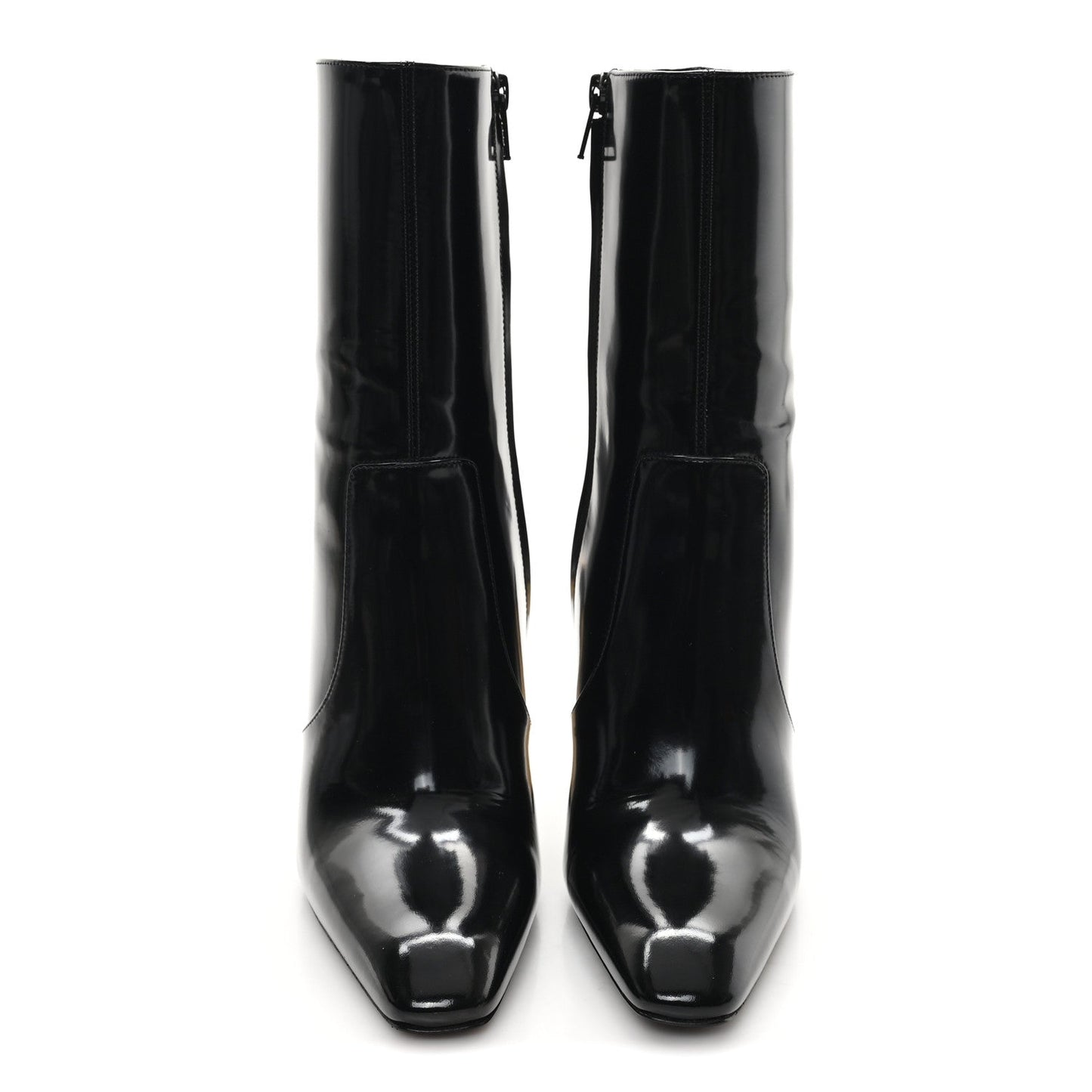 Saint Laurent Patent Marilyn Ankle Zip Boot 38 Black Gold
