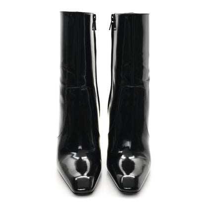 Saint Laurent Patent Marilyn Ankle Zip Boot 38 Black Gold